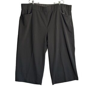 Torrid Plus Sz 26 Crop Wide Leg Pull On Black Trouser Slacks career professional